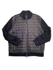 Alfani Mens Mixed Media Quilted Bomber Jacket Coat Deep Black XL