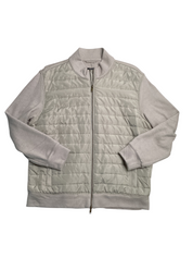 Alfani Mens Mixed Media Quilted Bomber Jacket London Plane Cream Small