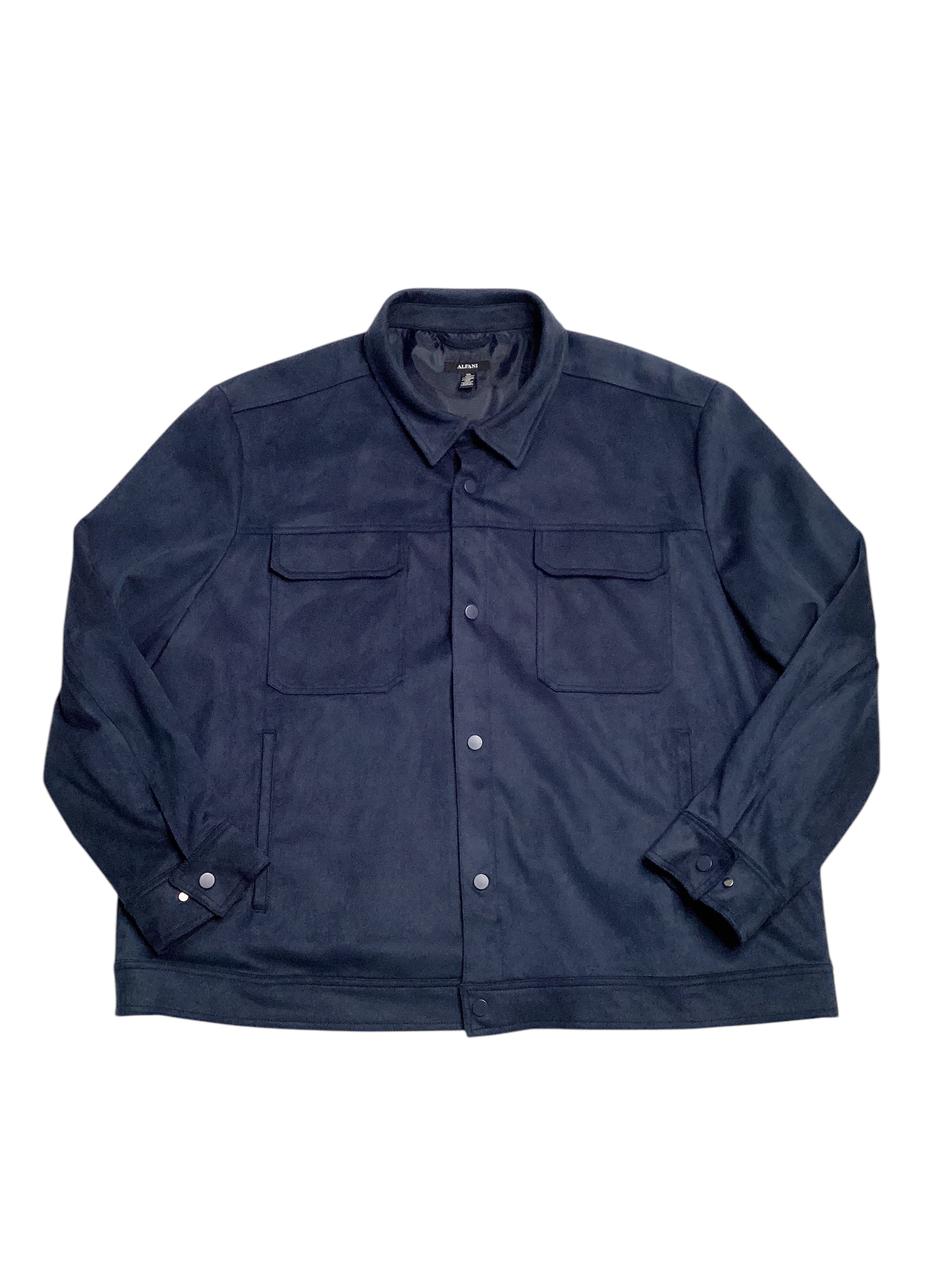 Alfani Men's Regular Fit Stretch Faux Suede Chore Jacket Navy Blue Small