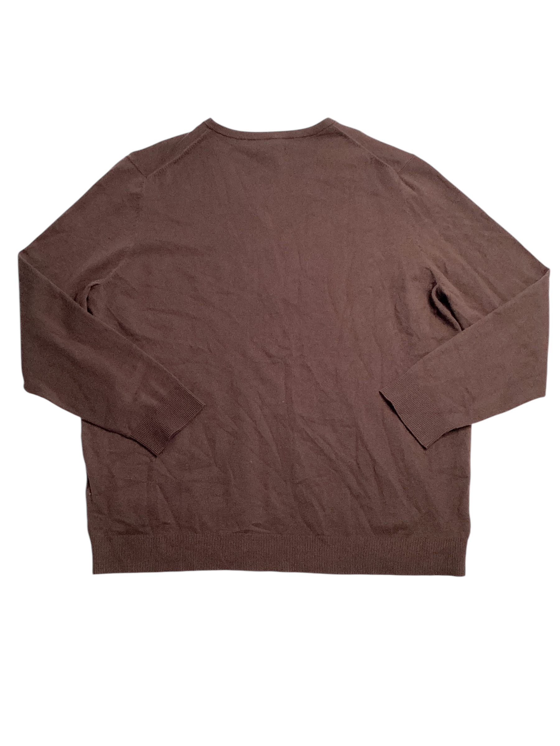 Alfani Mens Solid V Neck Cotton Sweater Coffee Bean Brown XL