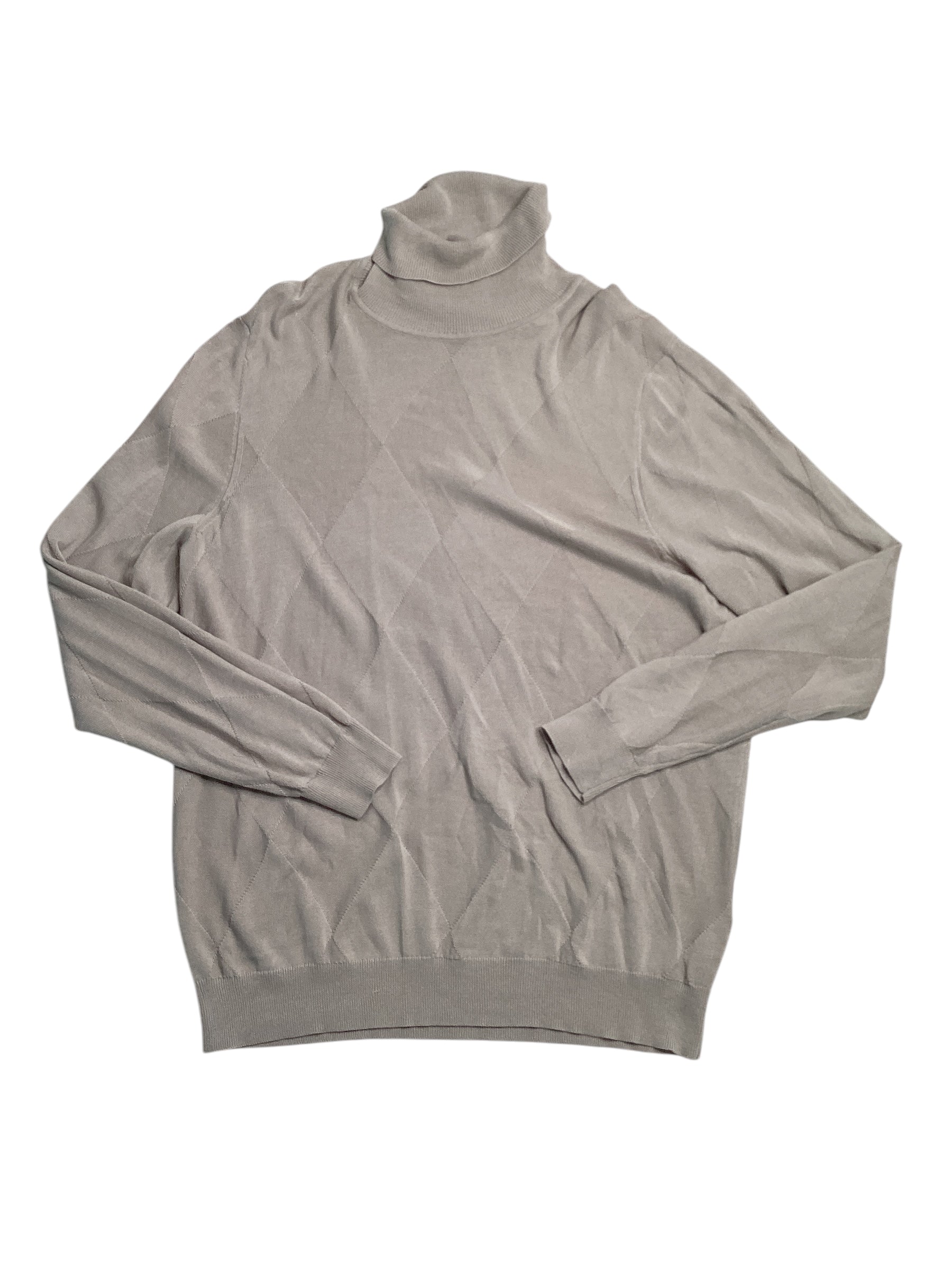 Alfani Mens Textured Turtleneck Sweater London Plane Light Grey XL