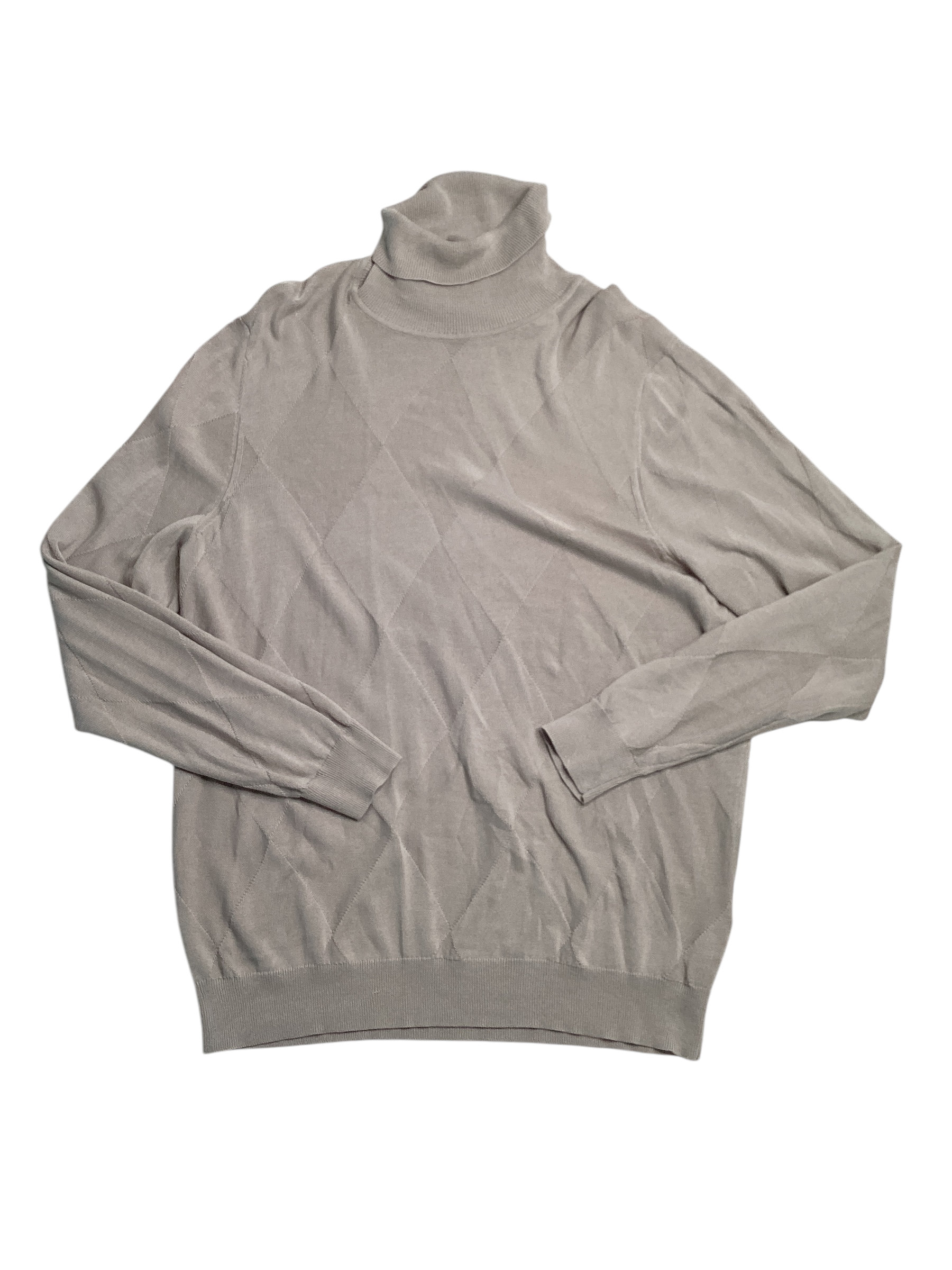 Alfani Mens Textured Turtleneck Sweater London Plane Light Grey Large