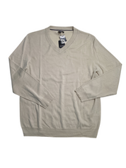 Alfani Men's Long Sleeve V Neck Merino Sweater Brown Rice Large