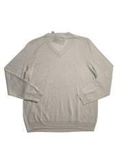 Alfani Men's Long Sleeve V Neck Merino Sweater Brown Rice Beige Large