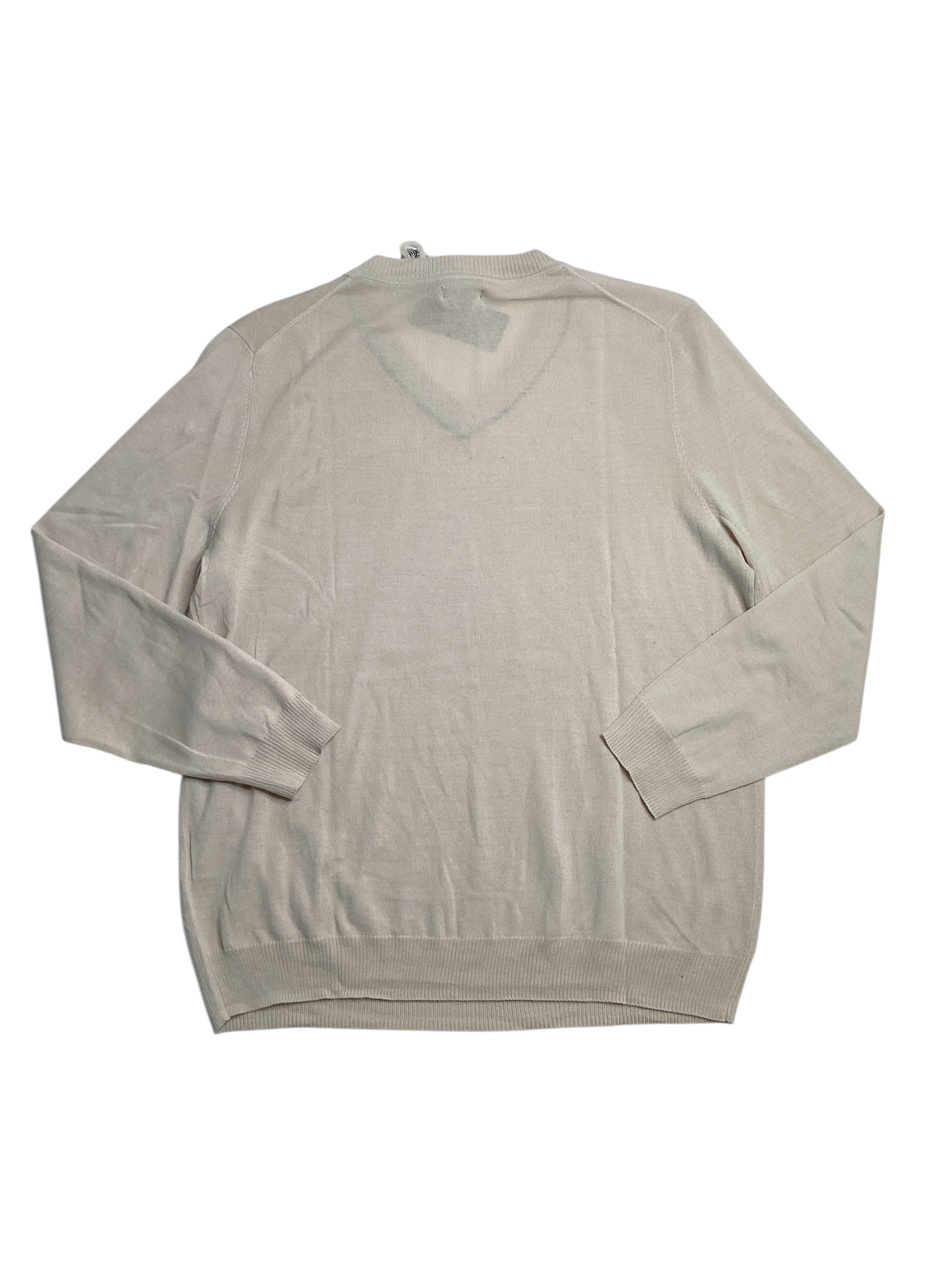 Alfani Men's Long Sleeve V Neck Merino Sweater Beige XL