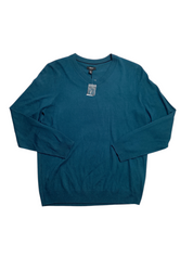 Alfani Men's Long Sleeve V Neck Merino Sweater Dark Kale Blue 3XL