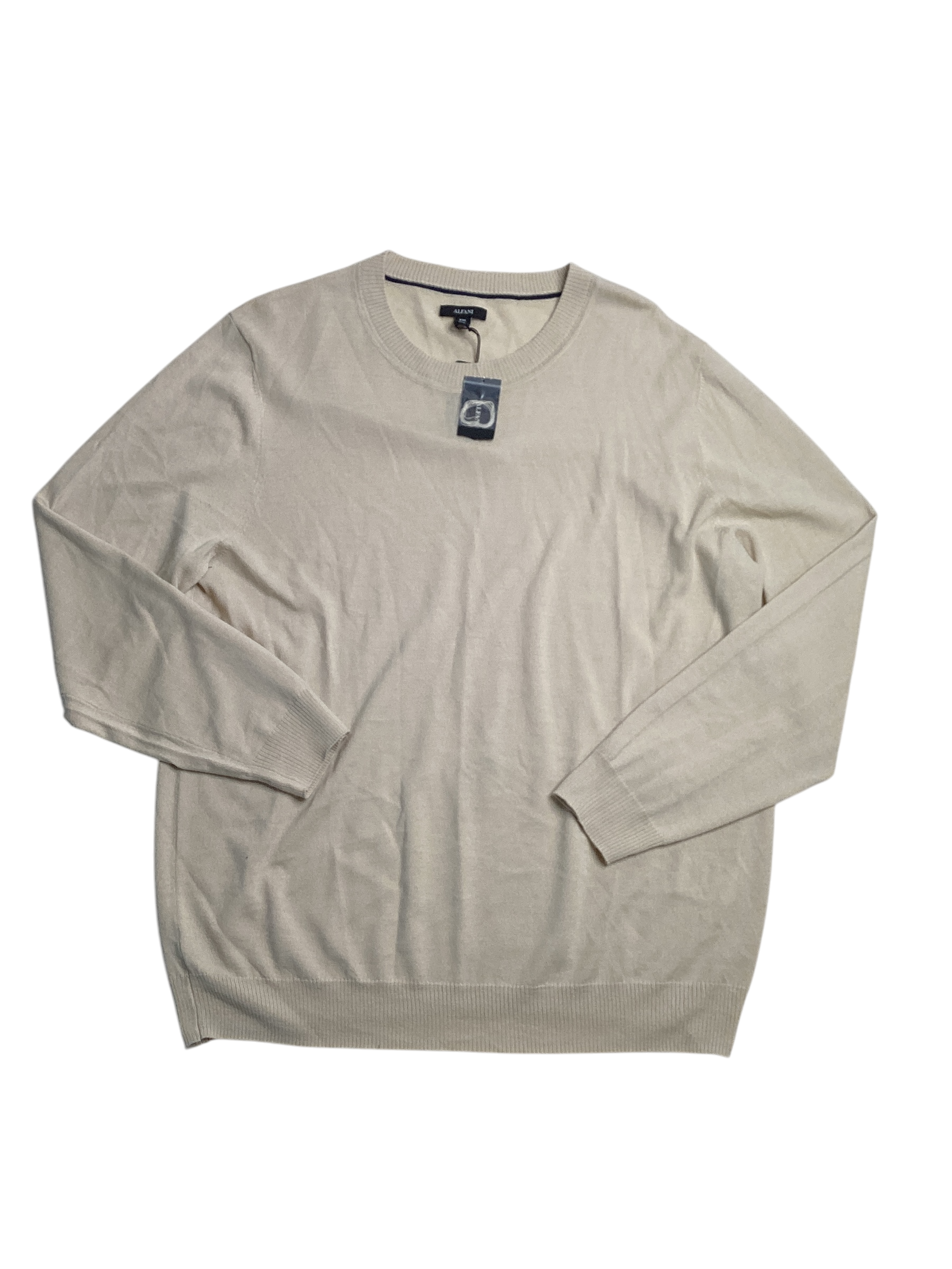 Alfani Men's Long Sleeve Crewneck Sweater Brown Rice Beige XL