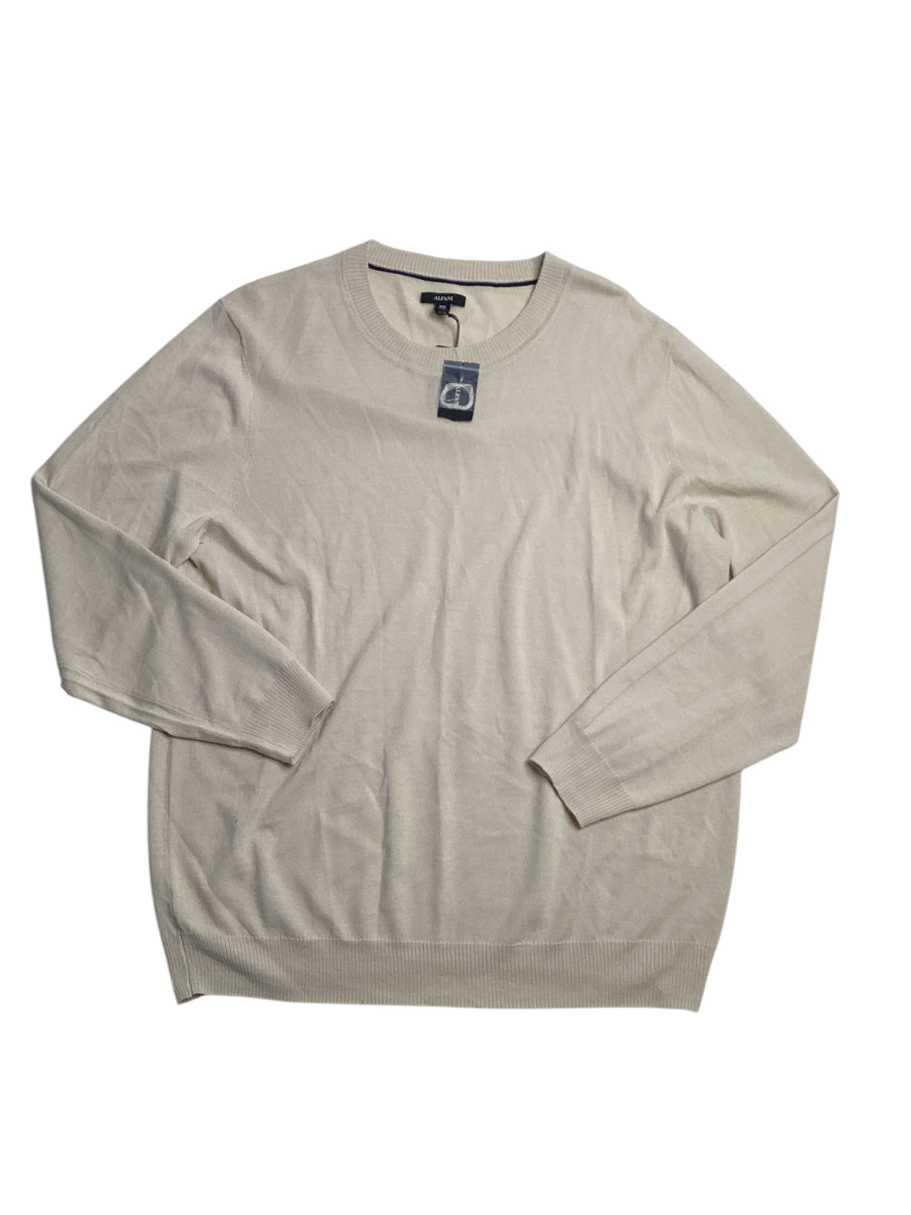 Alfani Mens Long Sleeve Crewneck Sweater Brown Rice Beige 2XL