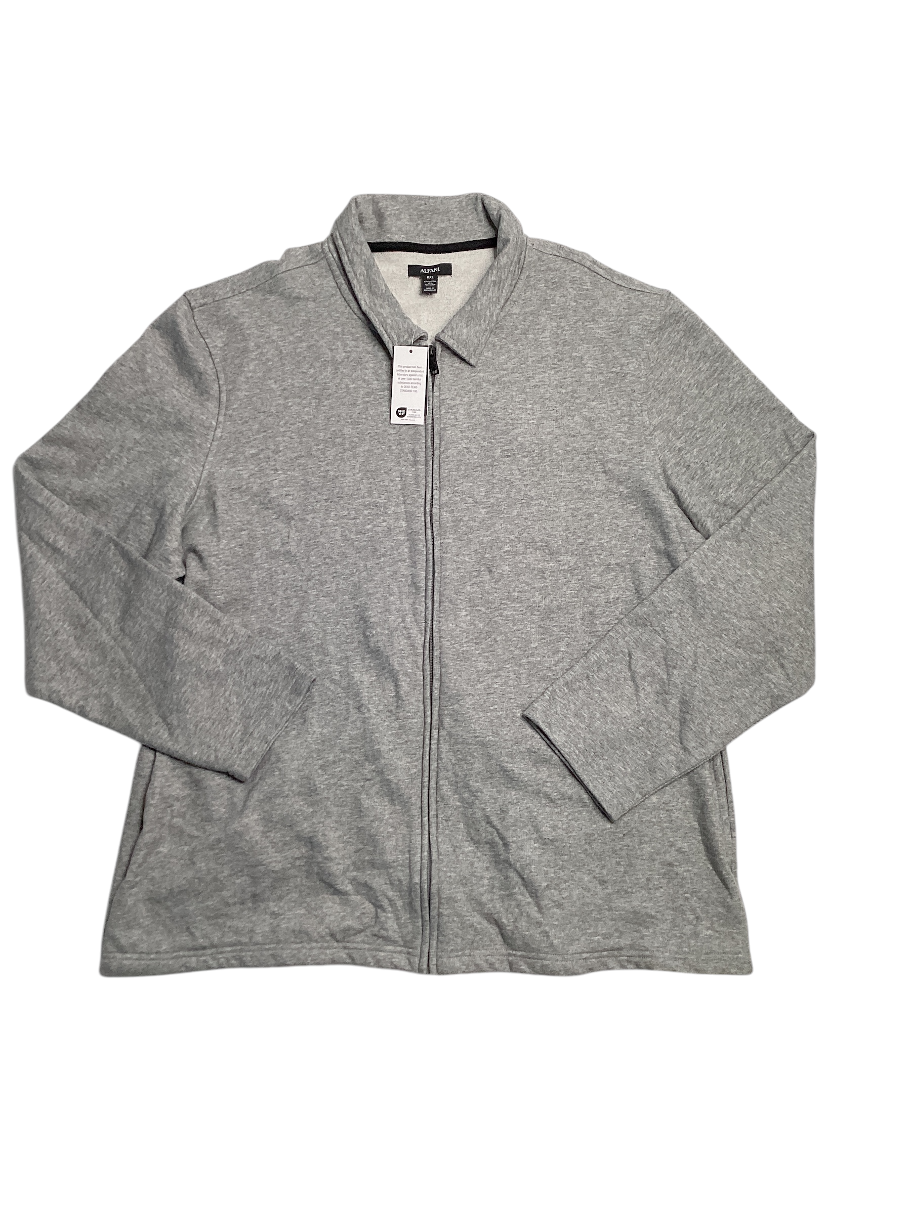Alfani Mens Harrington French Terry Full Zip Jacket Coat Cement Grey 2XL