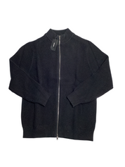 Alfani Mens Regular fit Long Sleeve Full Zip Sweater XL Mock Neck Black Solid