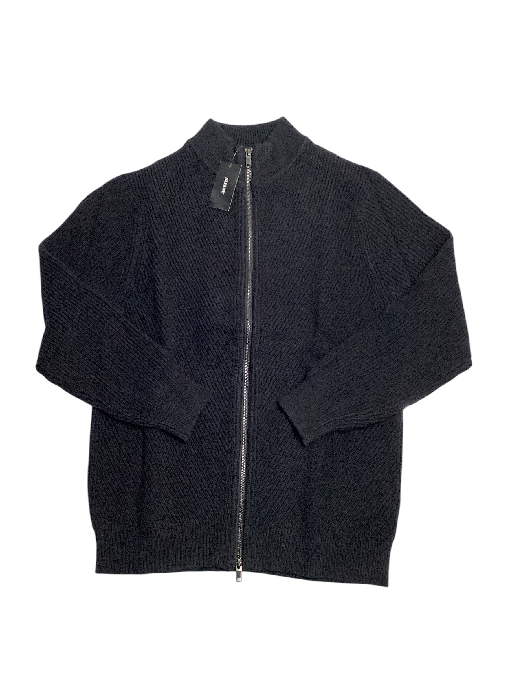 Alfani Mens Regular fit Long Sleeve Full Zip Sweater XL Mock Neck Black Solid