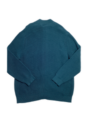 Alfani Men's Heavy Rib Full Zip Front Cotton Sweater Jacket Large Dark Kale Blue