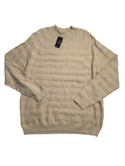 Alfani Mens Regular Fit Textured Stripe Twill Mock Neck Sweater Beige 2XL