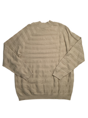 Alfani Men's Regular Fit Textured Stripe Mock Neck Sweater Twill Beige XXL