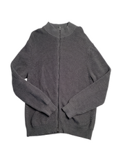 Alfani Mens Heavy Ribbed Full Zip Front Sweater Dark Lead Heather 2XL