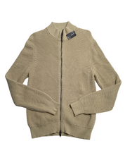 Alfani Men's Heavy Rib Zip Front Sweater Jacket Twill Beige 2XL