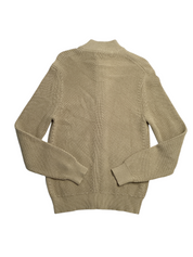 Alfani Mens Heavy Rib Zip Front Sweater Twill Beige  XL
