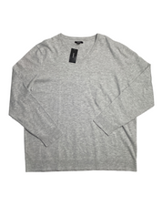 Alfani Men's Solid V Neck Cotton Sweater Casual Grey Heather Large