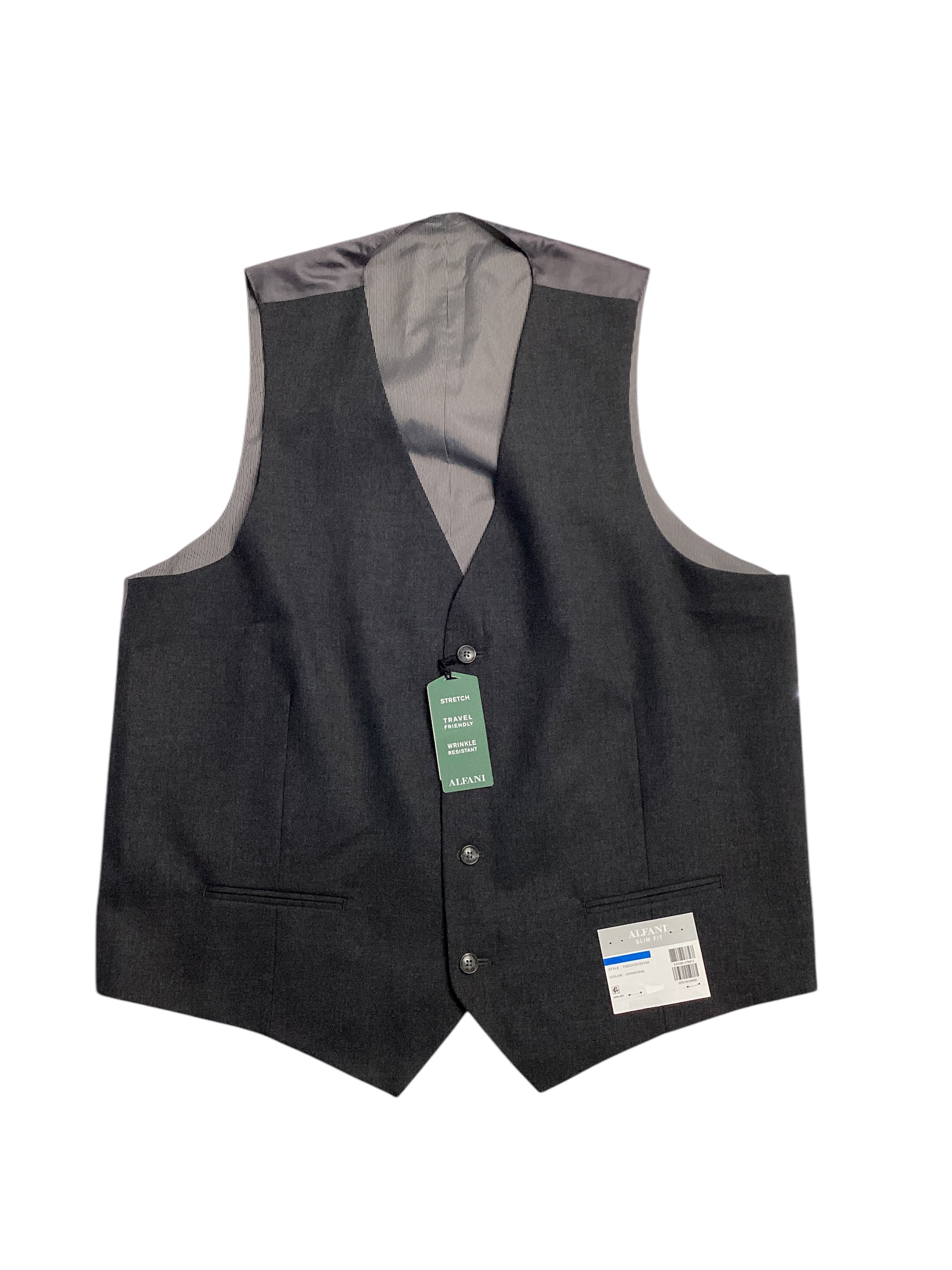 Alfani Mens Slim Fit Stretch Suit Vest Charcoal XL