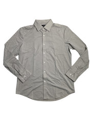 Alfani Mens Alfatech Yarn Dyed Long Sleeve Button Down Shirt Taupe Grey 2XL