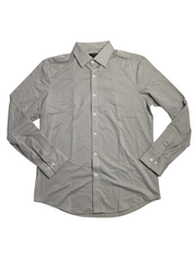 Alfani Mens Alfatech Yarn Dyed Long Sleeve Button Down Shirt Smoked Grey Medium