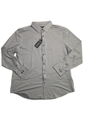 Alfani Mens Alfatech Yarn Dyed Long Sleeve Button Down Shirt Grey 2XL
