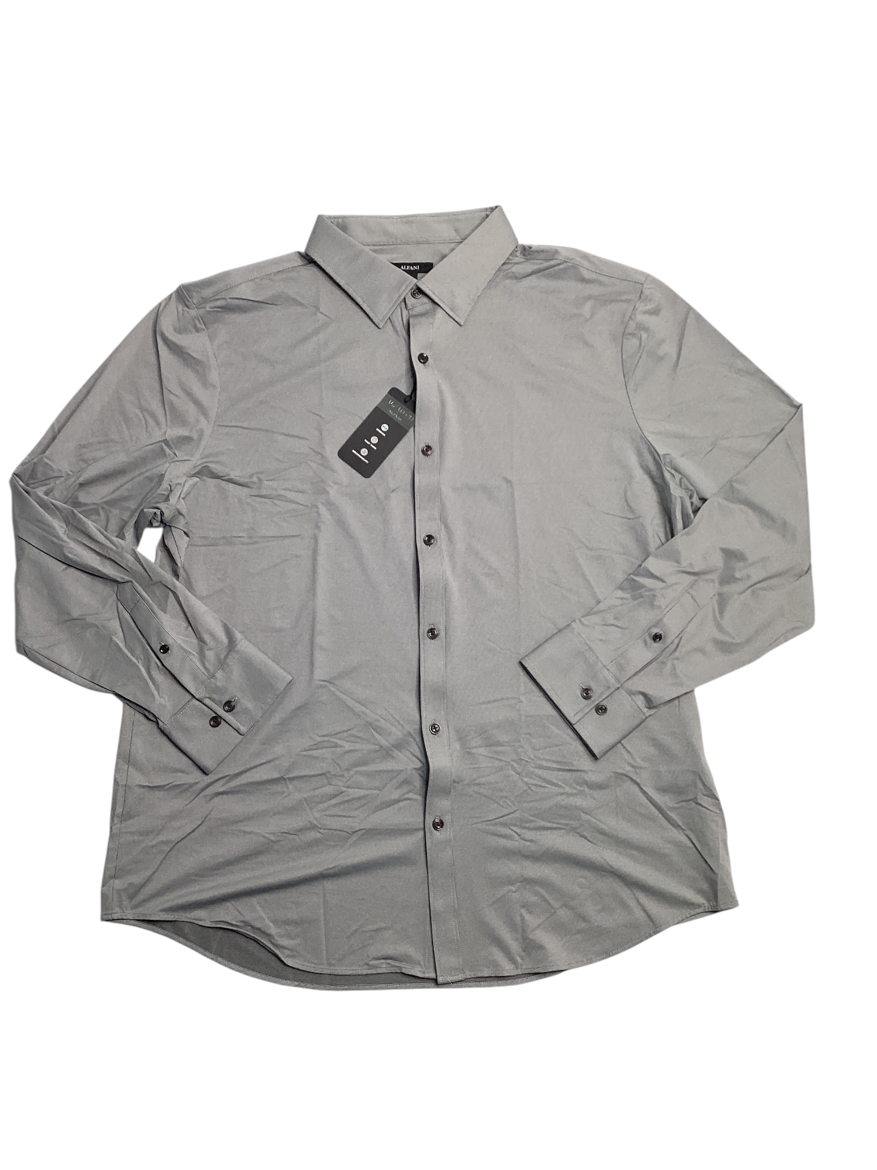 Alfani Mens Alfatech Yarn Dyed Long Sleeve Button Down Shirt Bright White XL