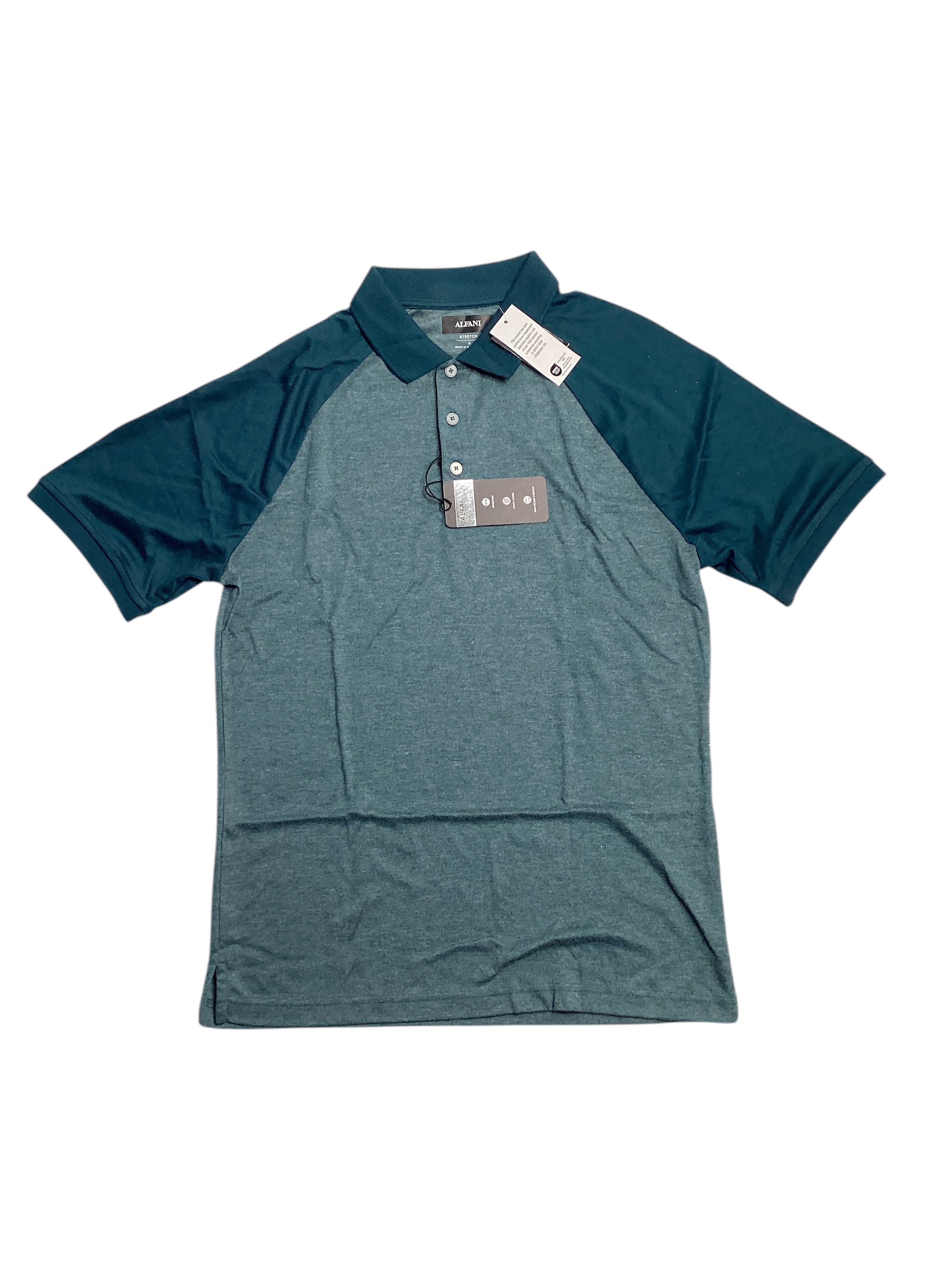 Alfani Mens Regular fit Short Sleeve Polo Shirt Small Blue