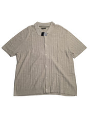 Alfani Men's Button Down Textured Short Sleeve Polo Shirt Beige 2XL