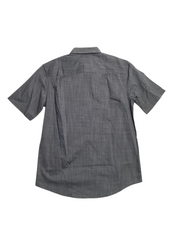 Alfani Mens Textured Collared Short Sleeve Button Down Shirt Blue Small