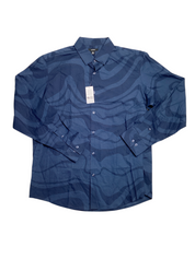 Alfani Mens Regular fit Long Sleeve Button-Up Shirt Small Blue Argyle/Diamond