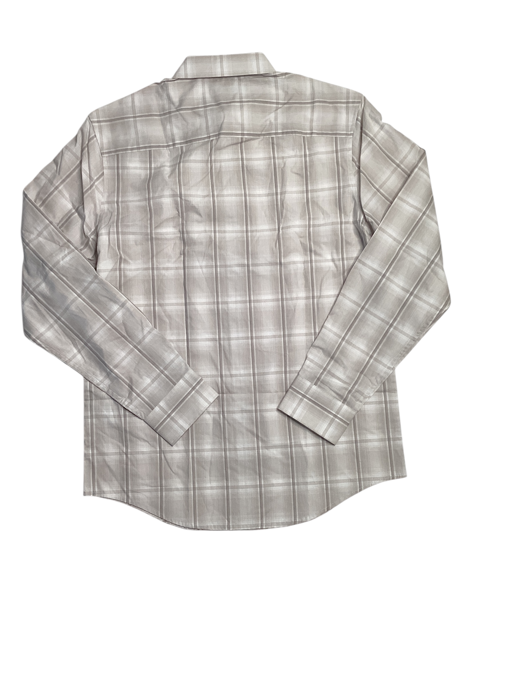 Alfani Mens Regular fit Long Sleeve Button-Up Shirt Large Grey White Plaid