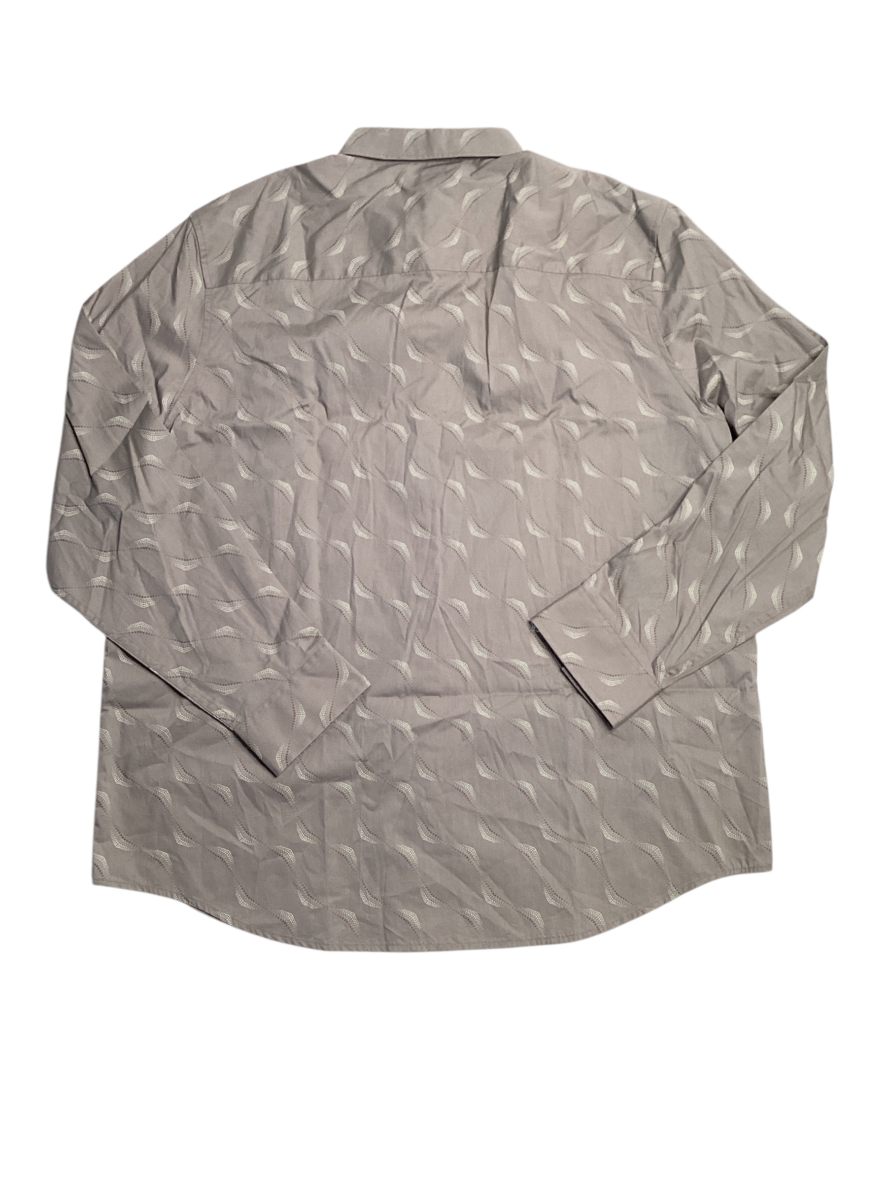 Alfani Mens Dot Wave Print Long Sleeve Button Down Shirt Smoked Medium Taupe