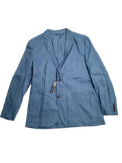 Alfani Men's Linen Blend Sport Coat Blazer Ripple Blue Large