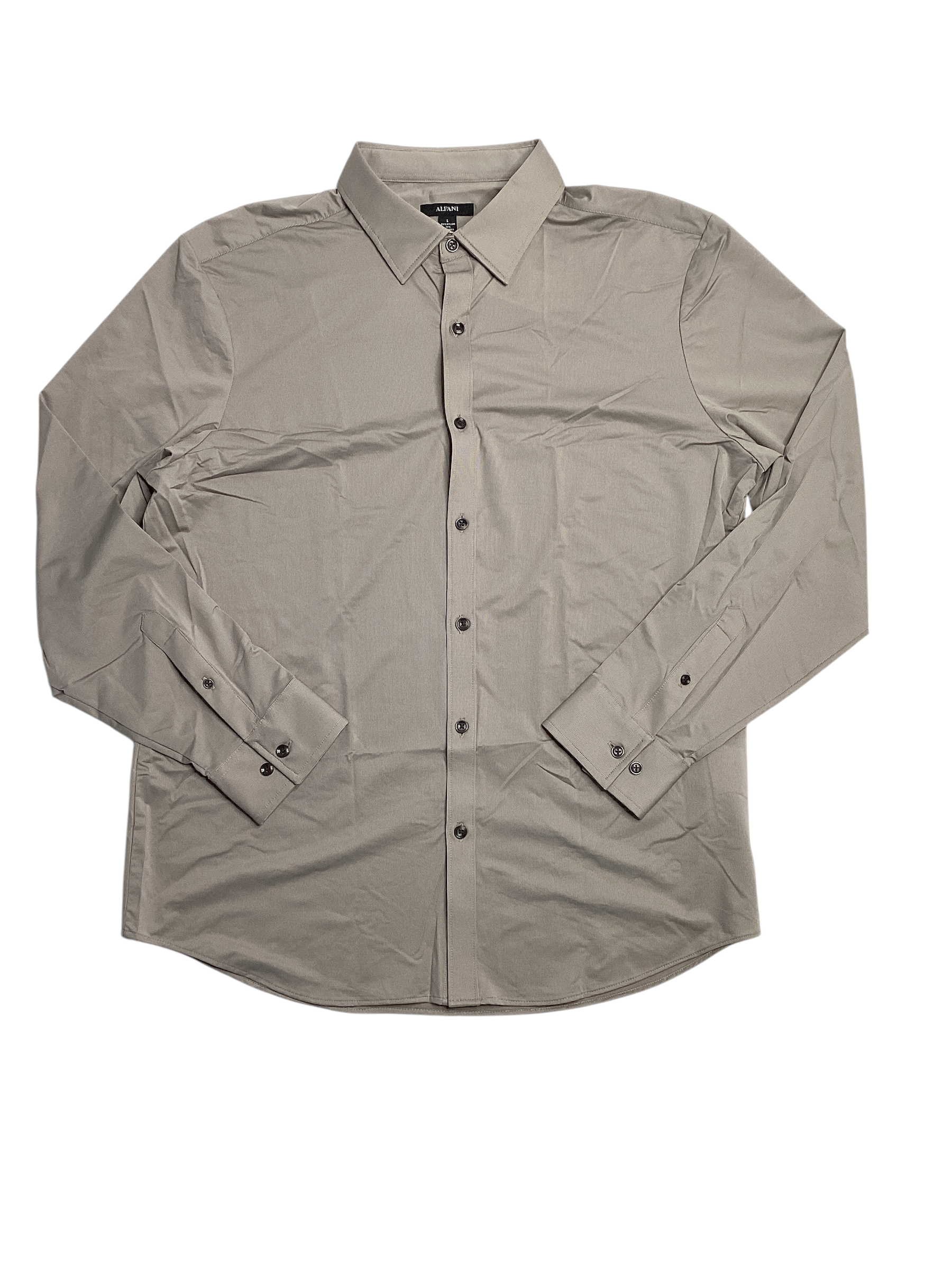 Alfani Mens Alfatech Yarn Dyed Long Sleeve Button Down Shirt Grey 2XL