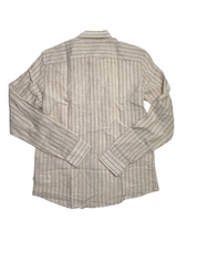 Michael Kors Men's Classic-Fit Halo Stripe Button Down Linen Shirt Beige Medium