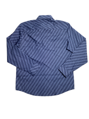 Alfani Mens Geometric Print Long Sleeve Button Down Shirt Blue Medium