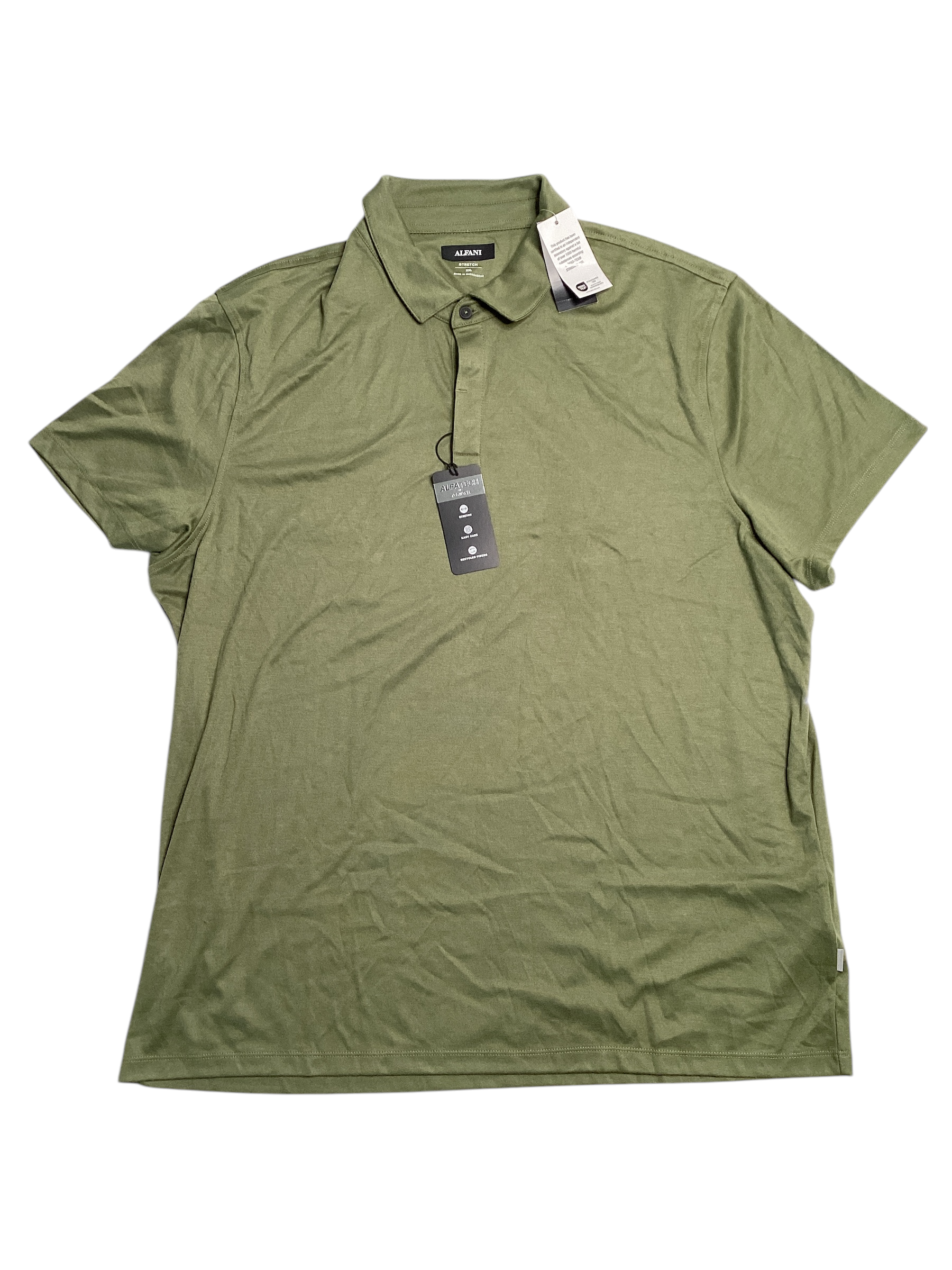 Alfani Men's AlfaTech Stretch Short Sleeve Polo Shirt Green 2XL