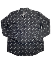 Alfani Mens Dot Wave Print Long Sleeve Button Down Shirt Black Large