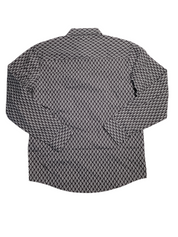 Alfani Men's Geo Print Long Sleeve Button Down Shirt Deep Black Medium