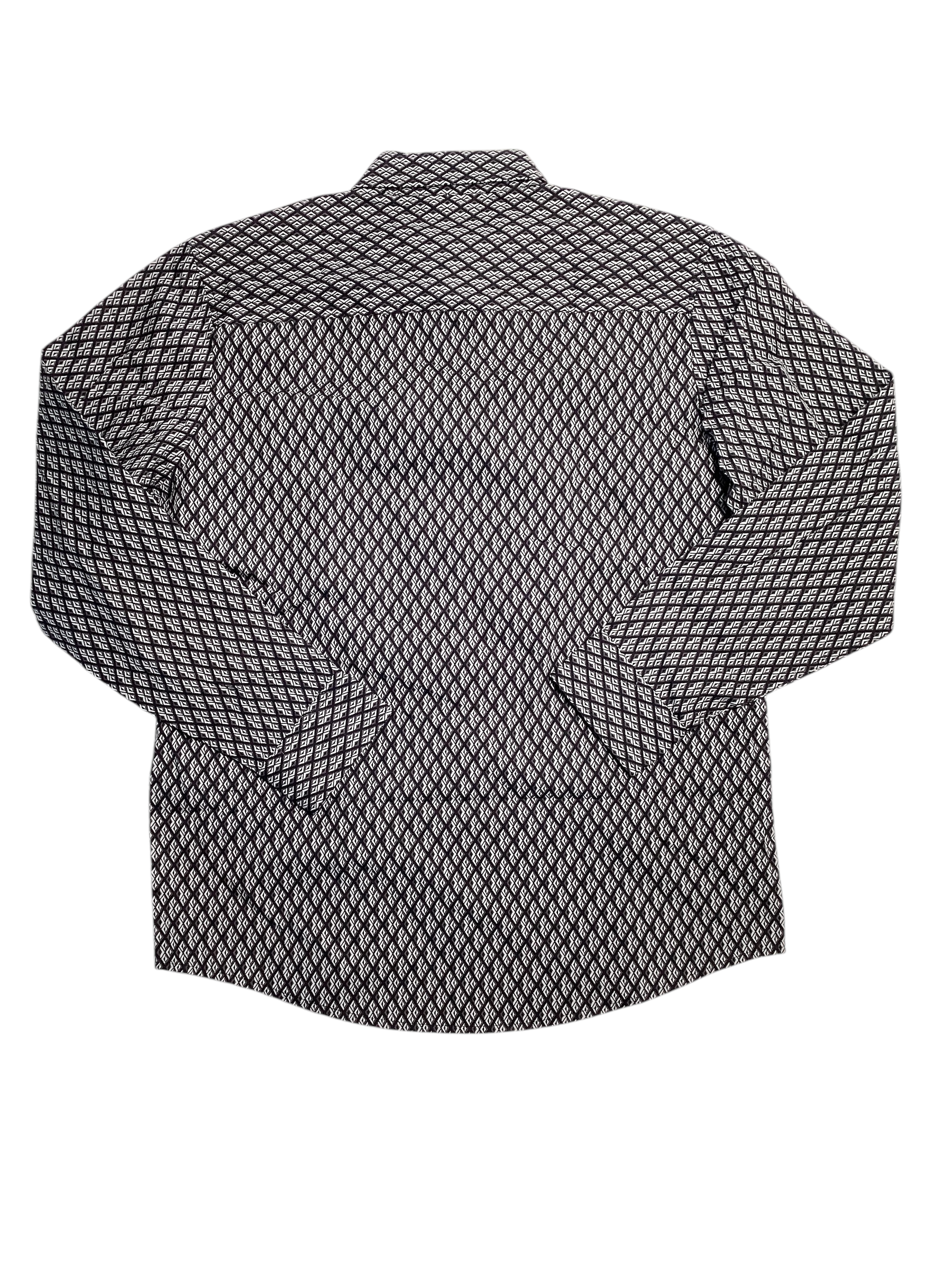 Alfani Men's Geo Print Long Sleeve Button Down Shirt Deep Black Medium