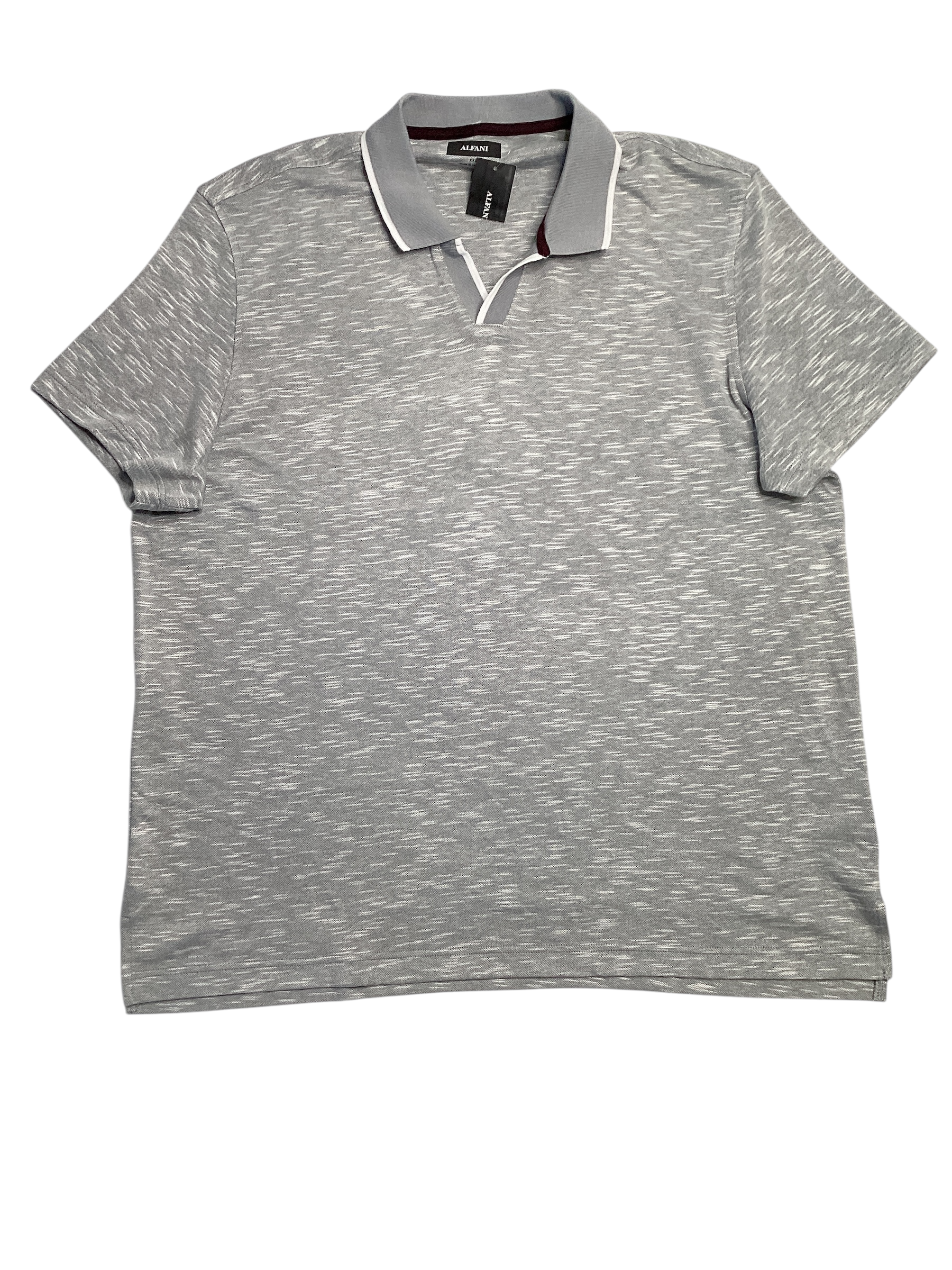 Alfani Mens Johnny Collar Short Sleeve Polo Shirt Grey 3XL