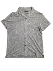 Alfani Mens Regular fit Short Sleeve Button-Up Shirt Medium Grey Solid