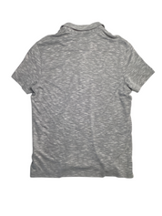 Alfani Mens Space Dyed Textured Short Sleeve Button Down Shirt Statue Grey Small