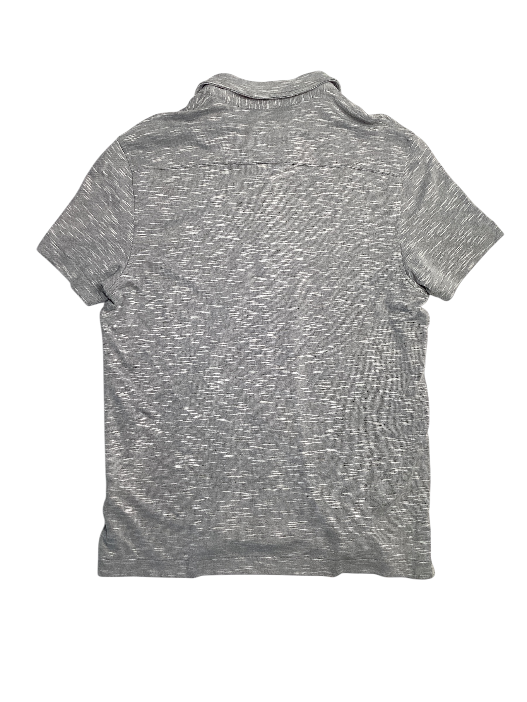 Alfani Mens Space Dyed Textured Short Sleeve Button Down Shirt Statue Grey Large
