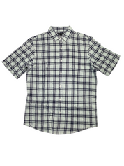 Alfani Mens Classic Fit Short Sleeve Button Down Shirt Minnow Blue Medium