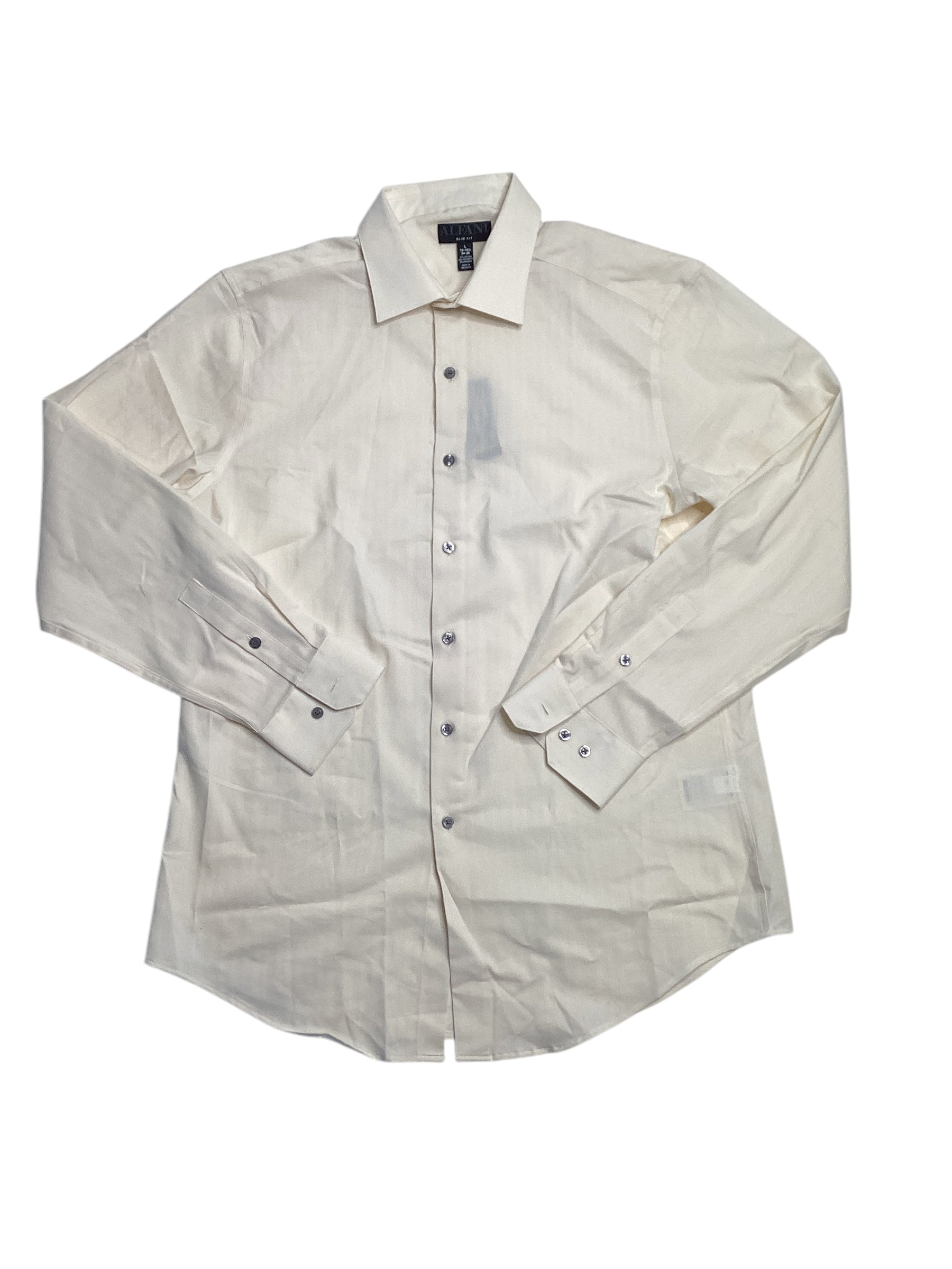 Alfani Men's Slim Fit Herringbone Dress Shirt Tan 16 16.5 34 35