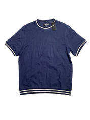 Alfani Mens Tipped Crewneck Short Sleeve T Shirt Blue Medium