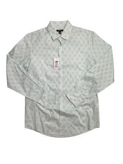 Alfani Mens Regular fit Long Sleeve Button-Up Shirt Small Green Argyle/Diamond
