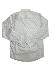 Alfani Mens Regular fit Long Sleeve Button-Up Shirt Small Green Argyle/Diamond